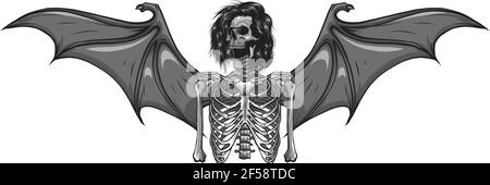 conception du squelette humain avec illustration vectorielle des ailes de chauve-souris Illustration de Vecteur