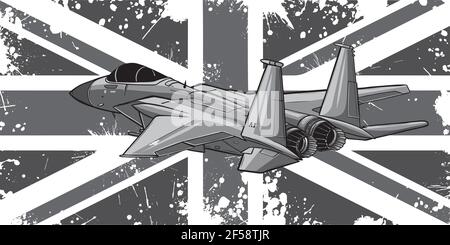 Conception d'avions de chasse militaires avec illustration vectorielle drapeau anglais Illustration de Vecteur