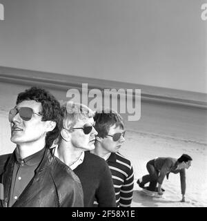 Le groupe Lambretcas Mod Revival. ' Beat Boys in the jet Age' photo shoot 1980 Banque D'Images