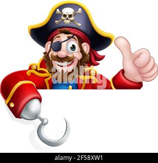 Dessin animé du capitaine pirate sur l'arrière-plan de l'affiche Illustration de Vecteur