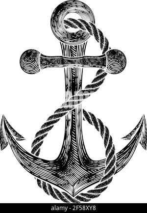 L'ancre de bateau ou navire Dessin Tatouage Illustration de Vecteur