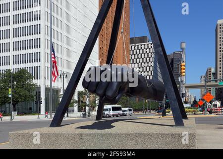 Géographie / Voyage, Etats-Unis, Michigan, Detroit, Joe Louis Monument, HART Plaza, Downtow, droits supplémentaires-autorisation-Info-non-disponible Banque D'Images