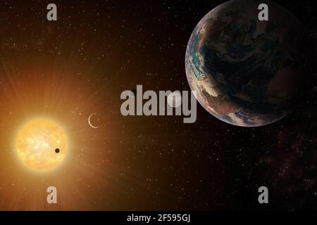 Planètes dans la rangée avec le soleil dans le système solaire éléments de cette image fournie par la NASA . Banque D'Images