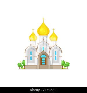 Église orthodoxe chrétienne avec des dômes isolés icône Illustration de Vecteur