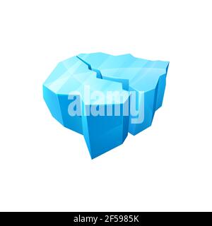 Cristal de glace, floe glacé bleu fissuré ou glacier Illustration de Vecteur