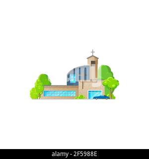 Église catholique conception extérieure bâtiment de religion Illustration de Vecteur