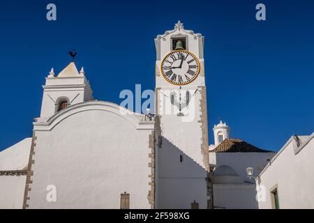 Tour de l'horloge, église St Maria du Château, Tavira, Algarve de l'est, Algarve, Portugal, Banque D'Images