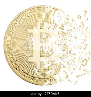 Bitcoin crypto monnaie payer en ligne payer de l'argent numérique crypto-monnaie affaires finance carré isolé sur pièce de monnaie blanche Banque D'Images