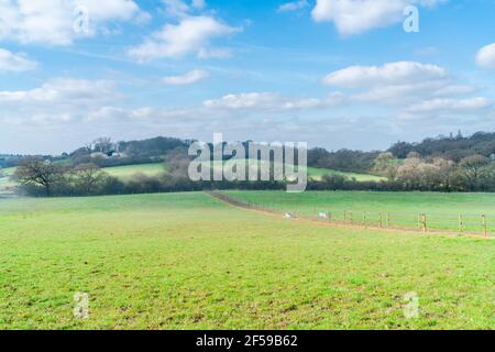 Vue sur l'espace ouvert le long de la route de Dolis Valley Greenwalk à Londres, en Angleterre, près de Moat Mount Open Space à Mill Hill Banque D'Images