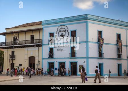 Cuba, Camaguey, province de Camaguey, Plaza de los Trabajadores, murale du Che Guevara Banque D'Images