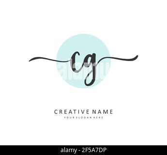 CG lettre initiale écriture manuscrite et logo de signature. Un concept d'écriture manuscrite logo initial avec élément de modèle. Illustration de Vecteur