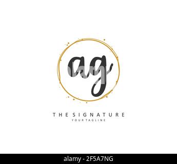AG lettre initiale écriture manuscrite et logo de signature. Un concept d'écriture manuscrite logo initial avec élément de modèle. Illustration de Vecteur