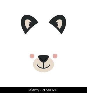 Joli visage de panda. Masque. Illustration vectorielle isolée sur fond blanc. Illustration de Vecteur