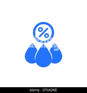 Icône d'humidité, gouttes et pourcentage Illustration de Vecteur
