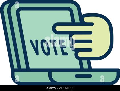 Icône de vote en ligne pour ordinateur portable. Outline portable en ligne vote vector icône pour la conception de sites Web isolé sur fond blanc Illustration de Vecteur
