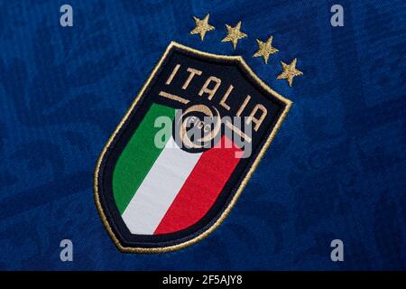 De près de l'équipe nationale de football italienne kit Banque D'Images