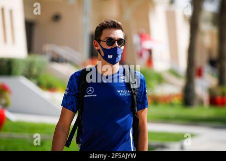 Sakhir, Italie. 25 mars 2021. RUSSELL George (gbr), Williams Racing F1 FW43B, portrait pendant la Formule 1 Gulf Air Bahreïn Grand Prix 2021 du 26 au 28 mars 2021 sur le circuit international de Bahreïn, à Sakhir, Bahreïn - photo Florent Gooden/DPPI/LiveMedia usage éditorial seulement crédit: Independent photo Agency/Alay Live News Banque D'Images