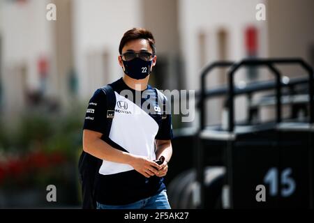 Sakhir, Italie. 25 mars 2021. TSUNODA Yuki (jap), Scuderia AlphaTauri Honda AT02, portrait pendant la Formule 1 Gulf Air Bahreïn Grand Prix 2021 du 26 au 28 mars 2021 sur le circuit international de Bahreïn, à Sakhir, Bahreïn - photo Florent Gooden/DPPI/LiveMedia usage éditorial seulement crédit: Independent photo Agency/Alay Live News Banque D'Images