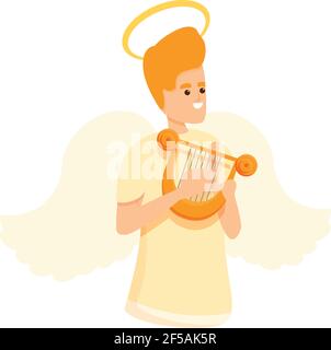 Icône Angel Harp. Dessin animé de l'icône de vecteur de harpe ange pour la conception de Web isolée sur fond blanc Illustration de Vecteur