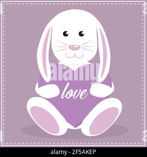 Bébé fille lapin Pâques bébé douche Saint Valentin amour Illustration de Vecteur