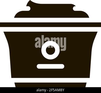 Tasse en plastique de yogourt icône Vector Glyph Illustration Illustration de Vecteur