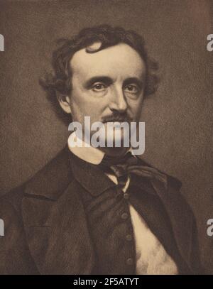 Jacques Reich - Edgar Allan PoE Portrait (Boston, 19 gennaio 1809 – Bertimora, 7 otobre 1849) Banque D'Images