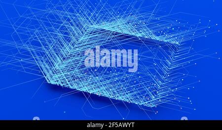 Les relations sociales, les relations entre les personnes, le mouvement des données sur le net. Particules. Circuits et processeurs. Vitesse de connexion et d'Internet Banque D'Images