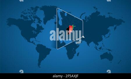 Carte détaillée du monde avec carte agrandie de l'Afghanistan et des pays voisins. Drapeau et carte de l'Afghanistan. Illustration de Vecteur