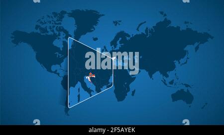Carte détaillée du monde avec carte agrandie de la Croatie et des pays voisins. Drapeau et carte de Croatie. Illustration de Vecteur