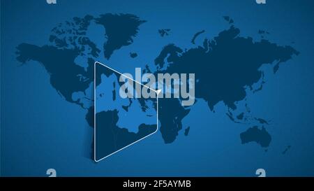 Carte détaillée du monde avec carte agrandie de Malte et des pays voisins. Drapeau et carte de Malte. Illustration de Vecteur