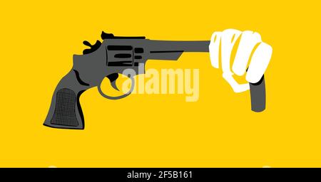 Une main déformant un pistolet à Arrête. Illustration du concept plat de contrôle des armes à feu ou des armes à feu et contre la violence Illustration de Vecteur