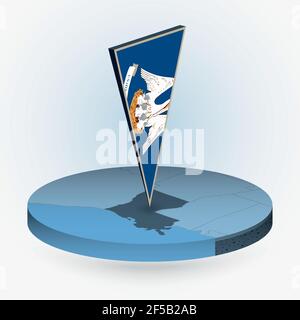 Carte de la Louisiane en style isométrique rond avec drapeau triangulé en 3D de l'État des États-Unis de la Louisiane, carte vectorielle en bleu. Illustration de Vecteur