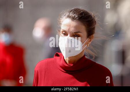 Andorre, SP. 25 mars 2021. **NO ESPAGNE** le roi Felipe VI d'Espagne, la reine Letizia d'Espagne assiste à une réception officielle avec des honneurs nationaux et des symboles nationaux lors d'une visite d'État de 2 jours en Principauté d'Andorre à la Casa de la Vall le 25 mars 2021. Crédit : Jimmy Olsen/Media Punch/Alay Live News Banque D'Images