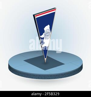 Carte du Wyoming en style isométrique rond avec drapeau triangulé en 3D de l'État des États-Unis du Wyoming, carte vectorielle en bleu. Illustration de Vecteur