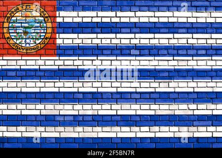 Drapeau de Santa Ana, El Salvador peint sur un mur de briques Banque D'Images