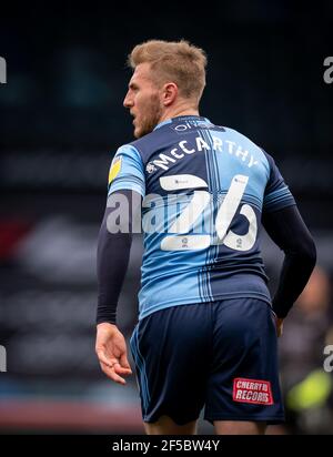 High Wycombe, Royaume-Uni. 25 mars 2021. Jason McCarthy, de Wycombe Wanderers, lors d'un match de 2020/21 amis à huis clos entre Wycombe Wanderers et Ebbsfleet United à Adams Park, High Wycombe, Angleterre, le 25 mars 2021. Photo d'Andy Rowland. Crédit : Prime Media Images/Alamy Live News Banque D'Images