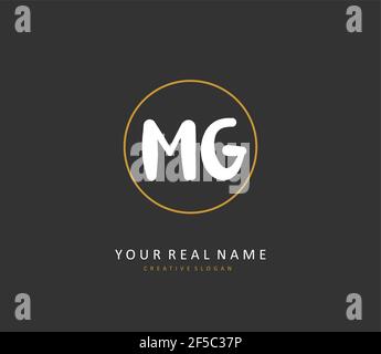 MG lettre initiale écriture manuscrite et logo de signature. Un concept d'écriture manuscrite logo initial avec élément de modèle. Illustration de Vecteur