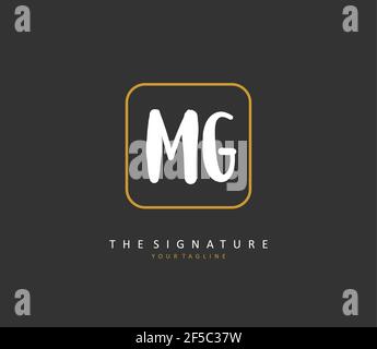 MG lettre initiale écriture manuscrite et logo de signature. Un concept d'écriture manuscrite logo initial avec élément de modèle. Illustration de Vecteur