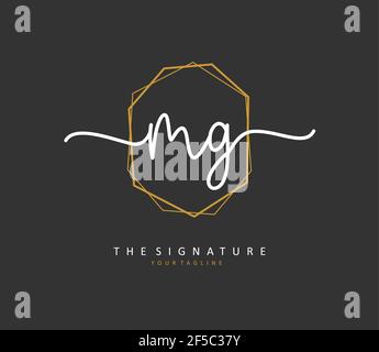 MG lettre initiale écriture manuscrite et logo de signature. Un concept d'écriture manuscrite logo initial avec élément de modèle. Illustration de Vecteur
