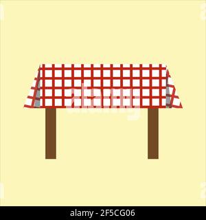 Table avec nappe rouge et blanche à carreaux. Illustration de Vecteur
