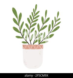 Une seule maison colorée en pot. Illustrations vectorielles d'une plante intérieure dans un pot de fleurs. Fleurs en pot de style dessin animé plat. Isolé sur le backgro blanc Illustration de Vecteur