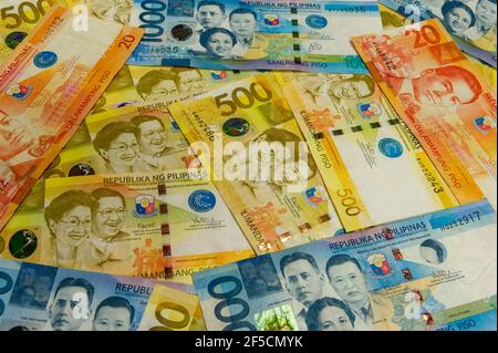 Billets de banque de peso philippin Banque D'Images