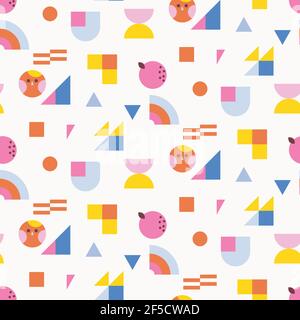 Motif coloré pour enfants sans coutures et formes brillantes. Illustration de Vecteur