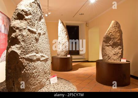 Musée Menhir, Palazzo Aymerich, Laconi, Oristano, Sardaigne, Italie Banque D'Images