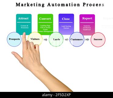 Composants du processus d'automatisation du marketing Banque D'Images