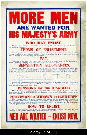 British Army, WW2, affiche de recrutement des Forces, More Men are Wanted for HIS Majesty's Army, 1942-1945 Banque D'Images