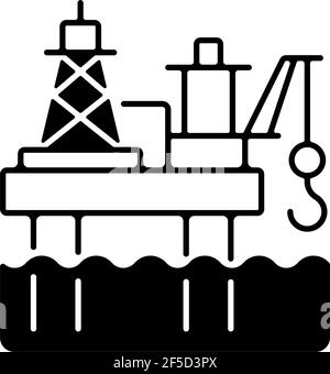 Icône linéaire noire plate-forme pétrolière offshore Illustration de Vecteur