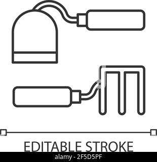Icône linéaire de pelle et de pelle à fourche Illustration de Vecteur