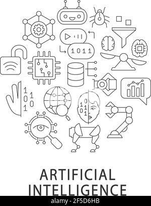 Conception linéaire abstraite de l'intelligence artificielle avec titre Illustration de Vecteur