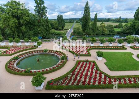 Les jardins du Château d'Usse dans la vallée de la Loire en France Banque D'Images